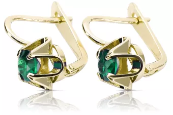 Изумруд 14-кв Желтое золото Серьги Винтаж украшения vec018y